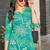 Teal blue floral print rayon relaxed fit co-ord set