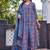 Women blue floral printed anarkali kurta set with dupatta