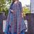 Women blue floral printed anarkali kurta set with dupatta
