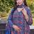 Women blue floral printed anarkali kurta set with dupatta