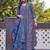 Women blue floral printed anarkali kurta set with dupatta