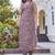 Women brown printed sleeveless straight kurta set