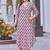 Women mauve floral printed v-neck straight kurta set