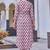 Women mauve floral printed v-neck straight kurta set
