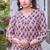 Women mauve floral printed v-neck straight kurta set
