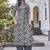 Women turquoise blue printed mandarin collar straight kurta set