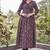 Women maroon printed anarkali kurta set with v-neck & ethnic motif print