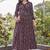 Women maroon printed anarkali kurta set with v-neck & ethnic motif print