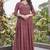 Women red printed anarkali kurta set with v-neck & ethnic motif print