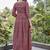 Women red printed anarkali kurta set with v-neck & ethnic motif print