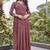 Women red printed anarkali kurta set with v-neck & ethnic motif print