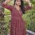Women red printed anarkali kurta set with v-neck & ethnic motif print