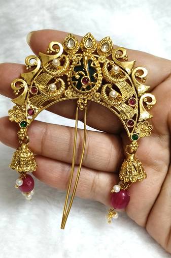 Designer hair jewellery hair accessories aambada khopa veni bun brooch juda pin hair pin for women
