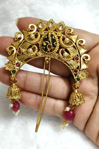 Designer hair jewellery hair accessories aambada khopa veni bun brooch juda pin hair pin for women