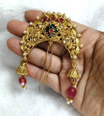 multicolor gold plated floral alloy bun pin 1
