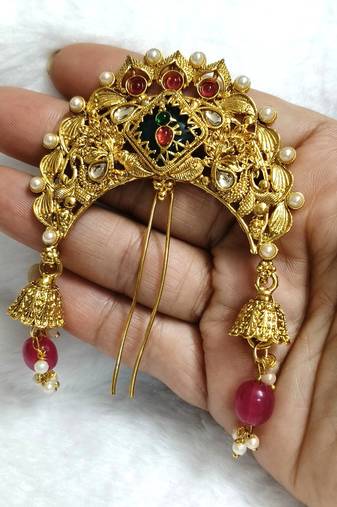 Designer hair jewellery hair accessories aambada khopa veni bun brooch juda pin hair pin for women