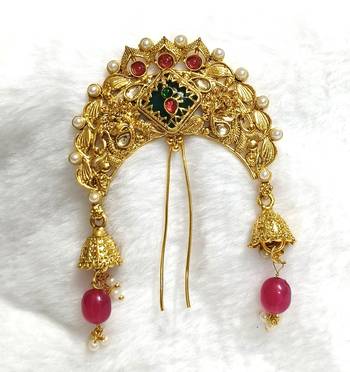 multicolor gold plated floral alloy bun pin 2