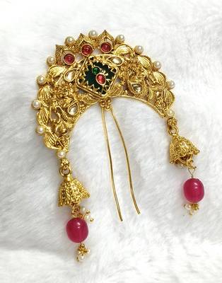 multicolor gold plated floral alloy bun pin 3