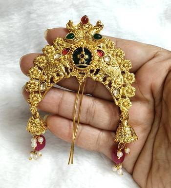 multicolor ethnic gold alloy juda hair pin 1