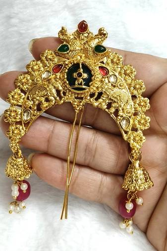 Designer hair jewellery hair accessories aambada khopa veni bun brooch juda pin hair pin for women