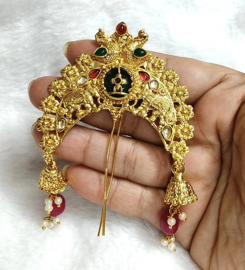 Designer hair jewellery hair accessories aambada khopa veni bun brooch juda pin hair pin for women