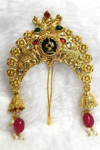 multicolor ethnic gold alloy juda hair pin