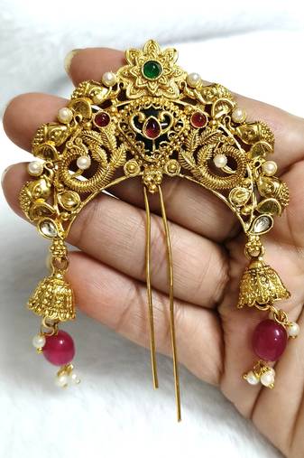 Designer hair jewellery hair accessories aambada khopa veni bun brooch juda pin hair pin for women