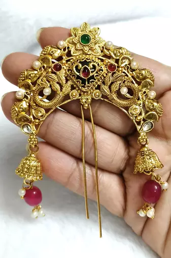 Designer hair jewellery hair accessories aambada khopa veni bun brooch juda pin hair pin for women