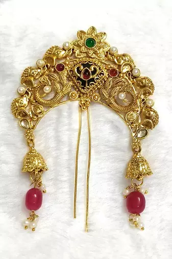 Designer hair jewellery hair accessories aambada khopa veni bun brooch juda pin hair pin for women