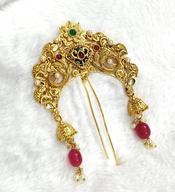 Designer hair jewellery hair accessories aambada khopa veni bun brooch juda pin hair pin for women 3