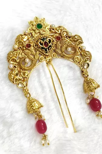 Designer hair jewellery hair accessories aambada khopa veni bun brooch juda pin hair pin for women