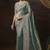 Sky blue embroidered tissue wedding saree with premium embroidered blouse fabric