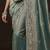 Sky blue embroidered tissue wedding saree with premium embroidered blouse fabric