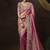 Peach embroidered tissue wedding saree with premium embroidered blouse fabric