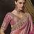Peach embroidered tissue wedding saree with premium embroidered blouse fabric