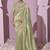 Green embroidered viscose wedding saree with premium embroidered blouse fabric