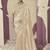 Cream embroidered viscose wedding saree with premium embroidered blouse fabric