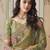 Green embroidered tissue wedding saree with premium embroidered blouse fabric