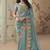 Sky blue embroidered tissue wedding saree with premium embroidered blouse fabric