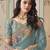 Sky blue embroidered tissue wedding saree with premium embroidered blouse fabric