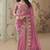 Pink embroidered tissue wedding saree with premium embroidered blouse fabric
