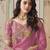 Pink embroidered tissue wedding saree with premium embroidered blouse fabric