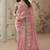 Peach embroidered tissue wedding saree with premium embroidered blouse fabric