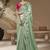 Sea green embroidered viscose wedding saree with premium embroidered blouse fabric