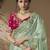 Sea green embroidered viscose wedding saree with premium embroidered blouse fabric
