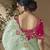 Sea green embroidered viscose wedding saree with premium embroidered blouse fabric
