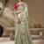 Grey embroidered viscose wedding saree with premium embroidered blouse fabric