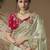 Grey embroidered viscose wedding saree with premium embroidered blouse fabric