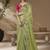 Green embroidered viscose wedding saree with premium embroidered blouse fabric