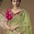 Green embroidered viscose wedding saree with premium embroidered blouse fabric
